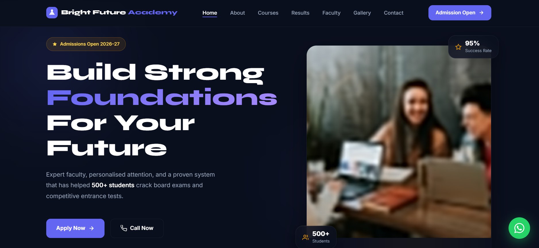 Bright Future Academy website design for a Nashik coaching institute