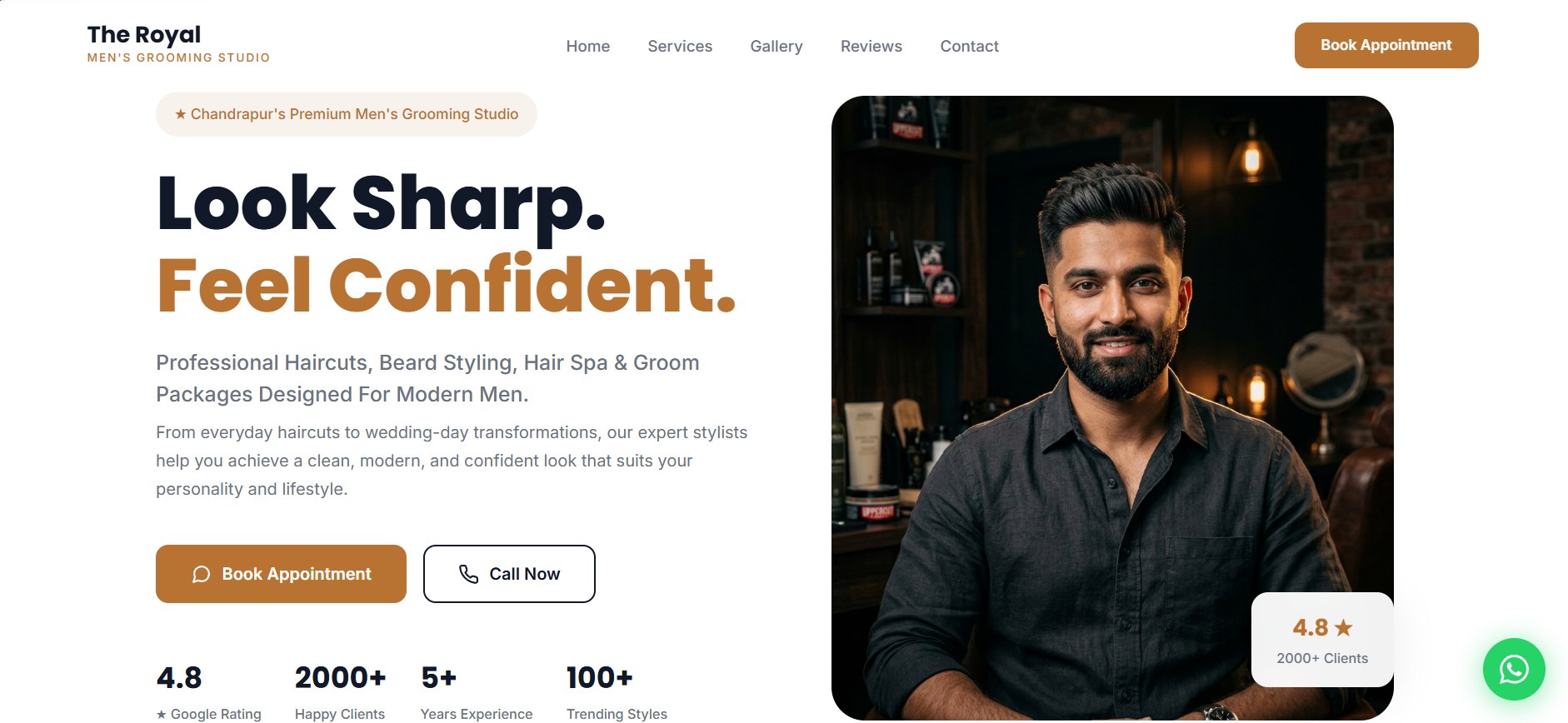 The Royal Men's Grooming Studio website design
