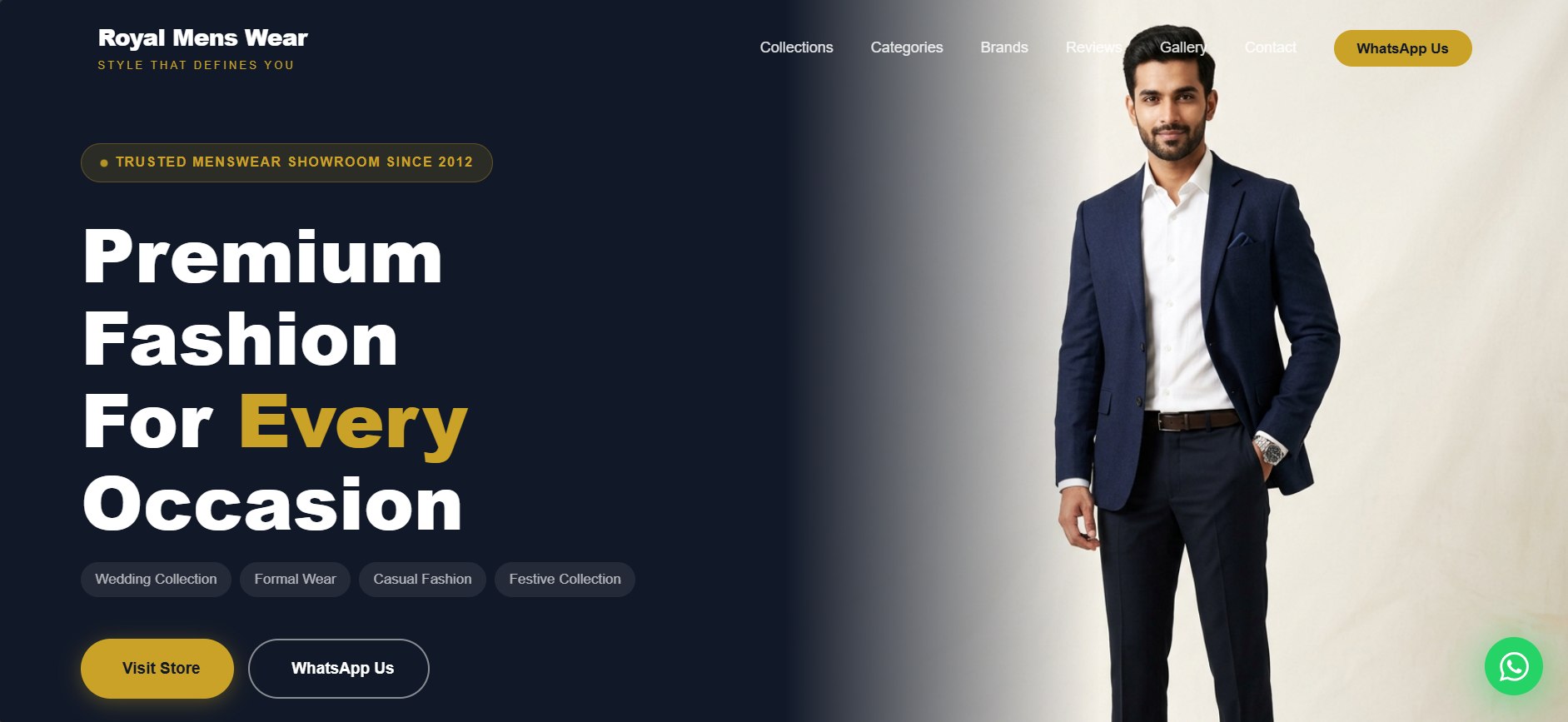 Royal Mens Wear ecommerce website design