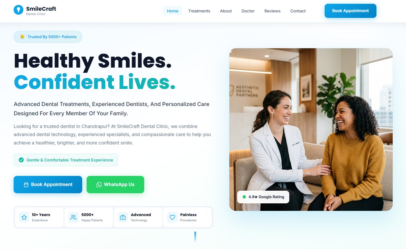 SmileCraft Dental Clinic website design
